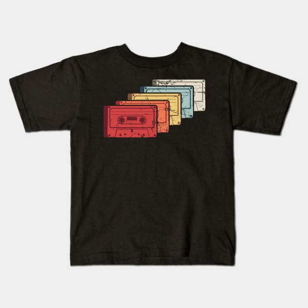 Retro Vintage Cassette Tapes Kids T-Shirt by MeatMan